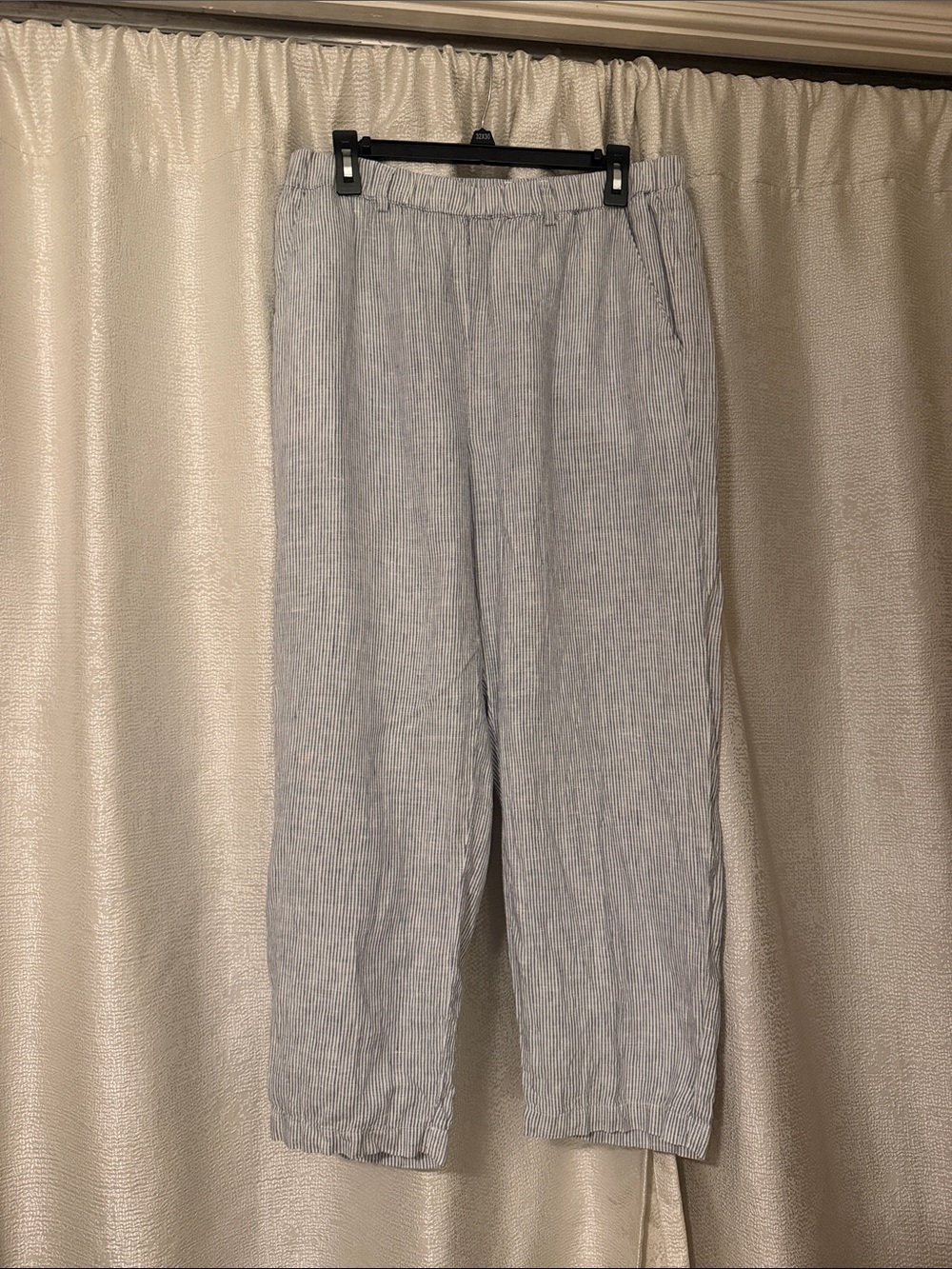 Quince 100% European Linen Blue Pinstripe Pants